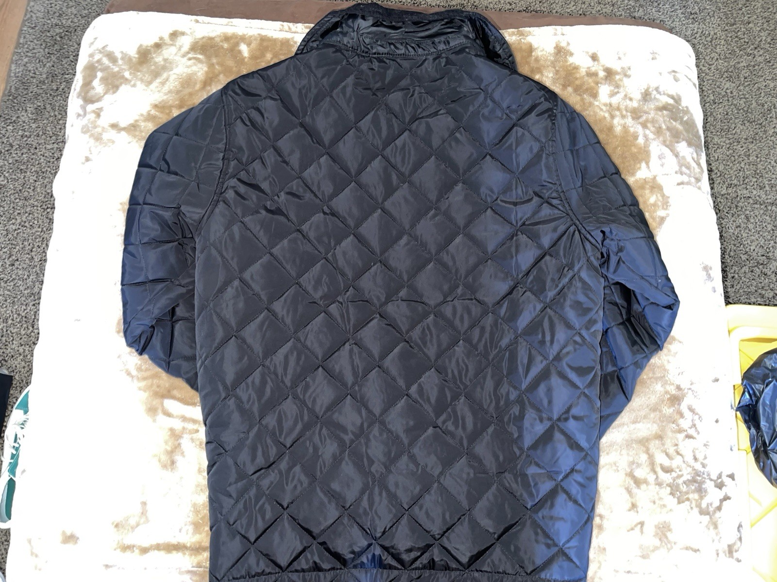George Men’s Black Quilted Button-Front Jacket Point Collar XL (44 in)