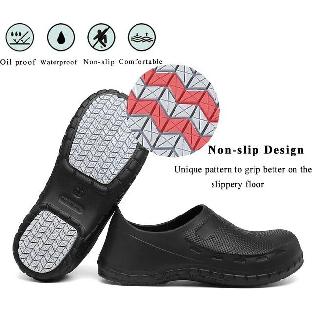 Men Non Slip Work Shoes Waterproof Chef Shoes For Restaurant Oil Resistant Clogs