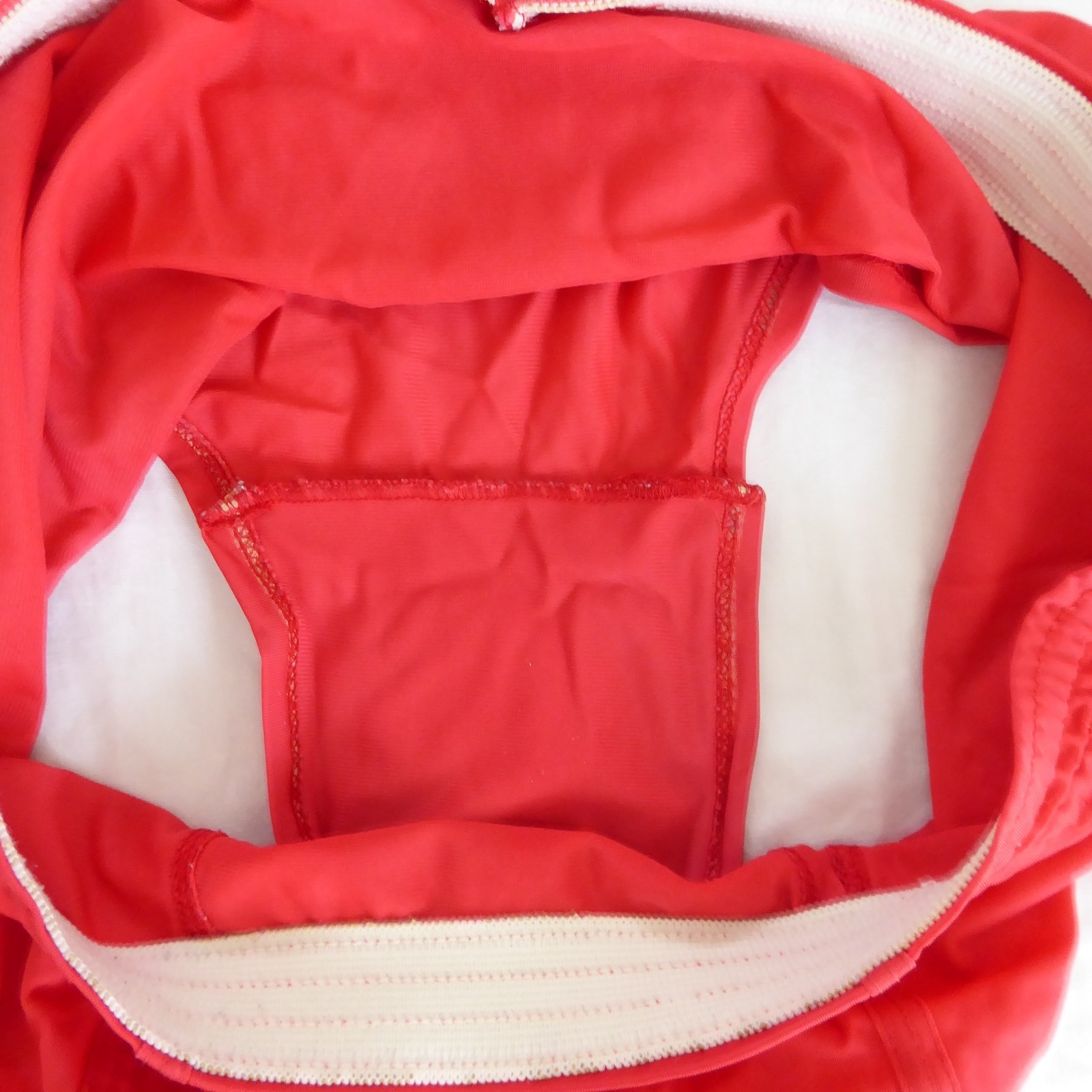 Vtg men’s full-cut brief underwear, unknown brand, red, nylon, L, USA