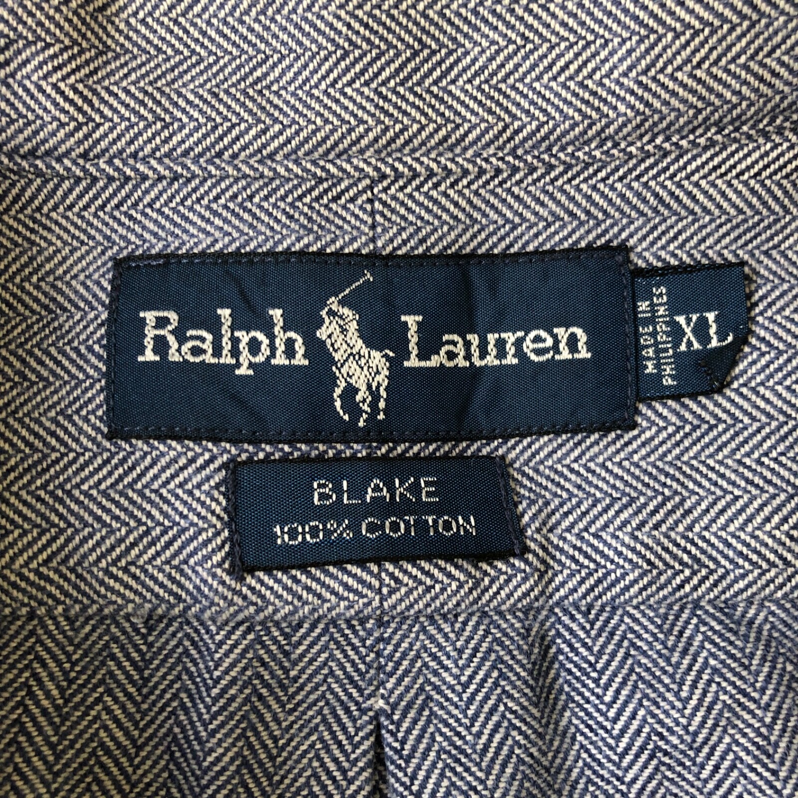 Ralph Lauren Vintage Blake Cotton Herringbone Shirt Blue Excellent Rare