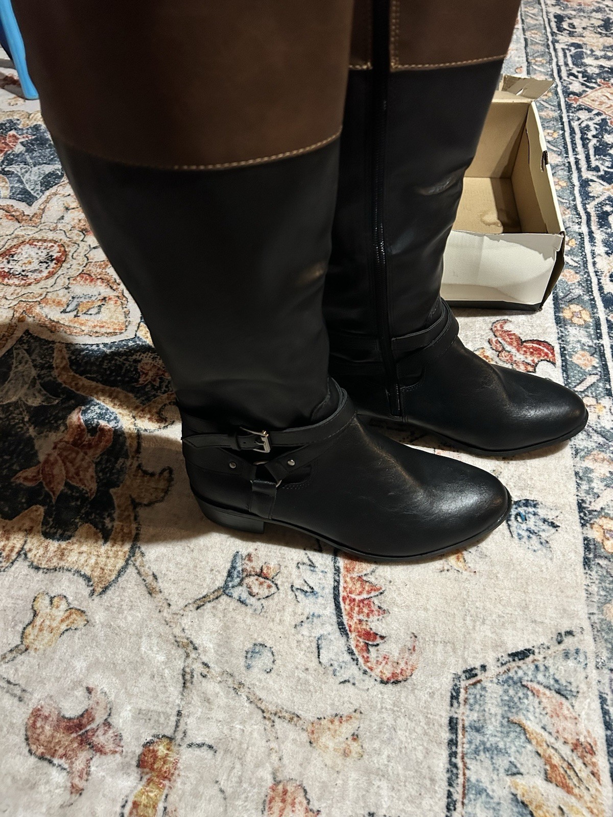 A.N.A Torrance Knee High Riding Boots Black/Brown 8.5