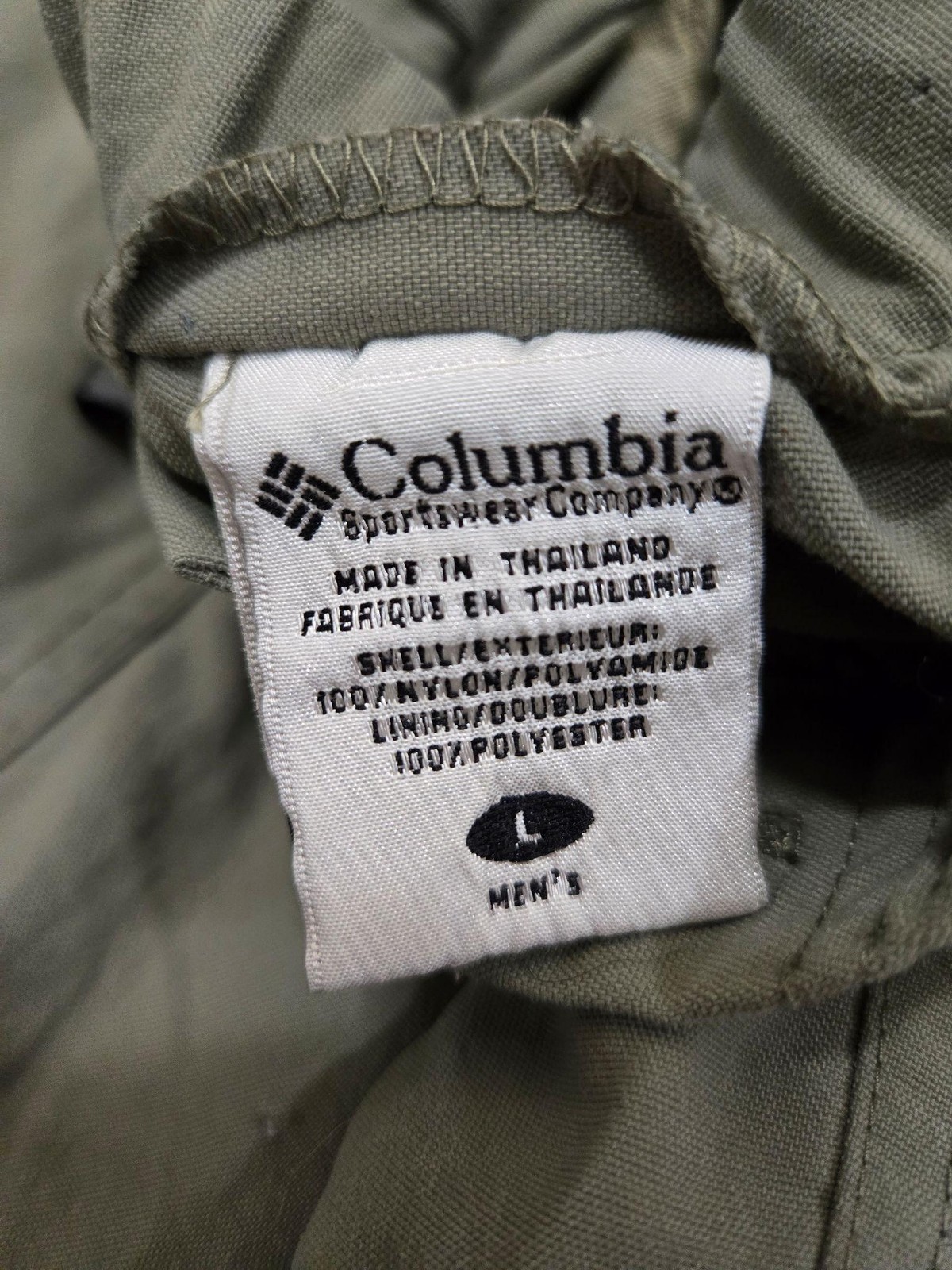 Columbia Pants Mens L Green Cargo Relaxed Microfiber Nylon Polyester Belted