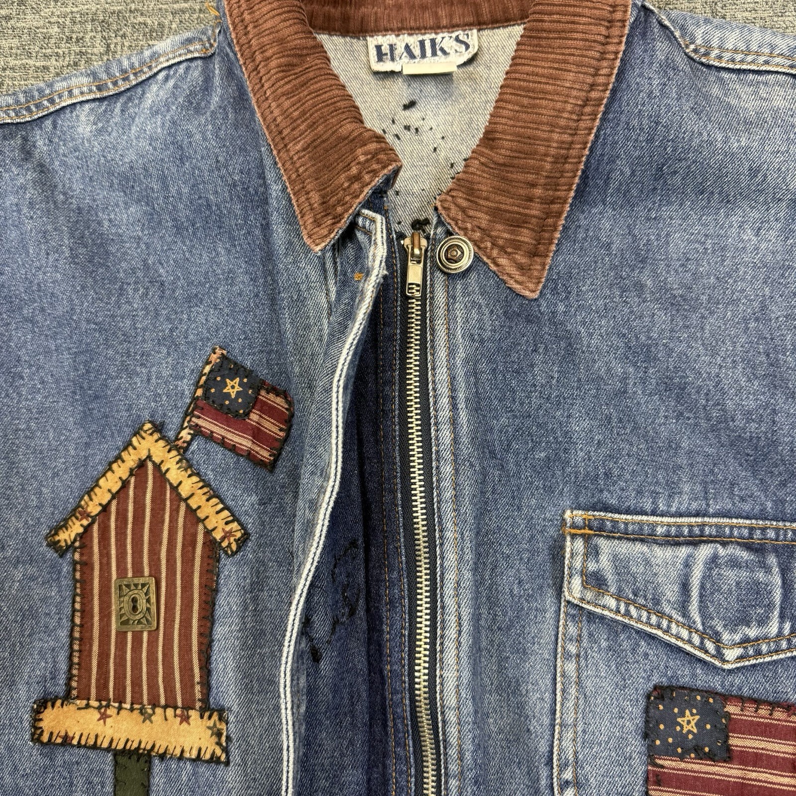 Vintage HAIK’S Shacket Women’s XL Blue Denim Shirt Jacket School Art Teacher