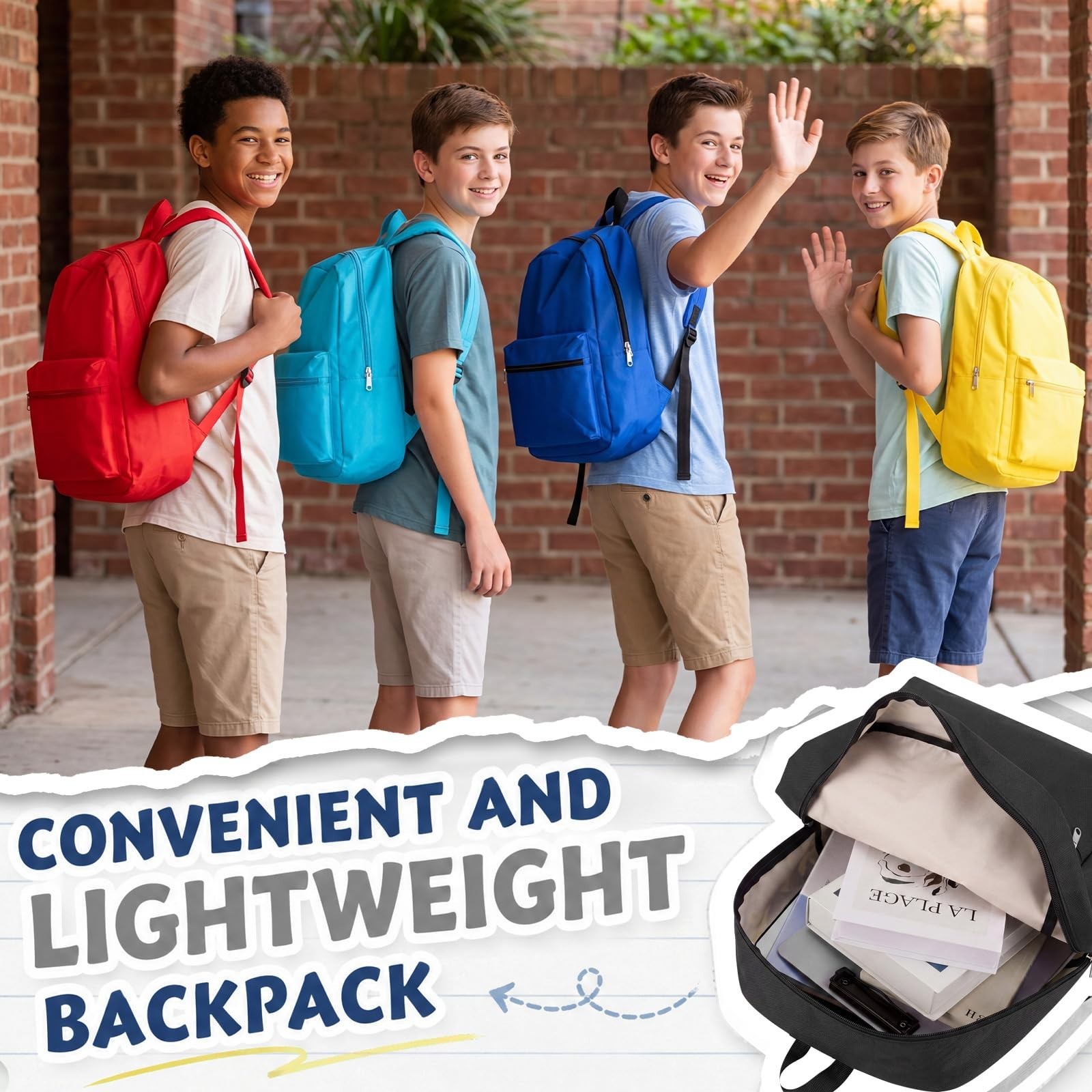 8 Pack 17″ Kids School Backpacks – Assorted Colors, Bulk Bookbags for Students