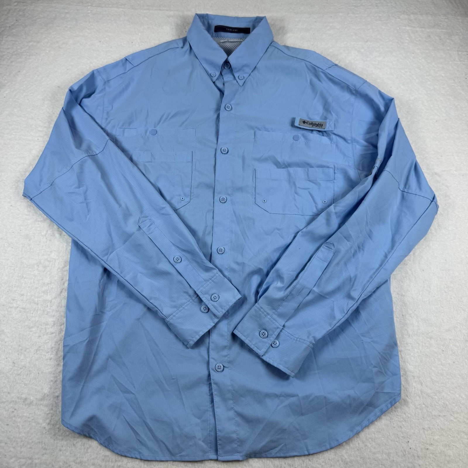 Columbia PFG Shirt Mens Size L Blue Tamiami II Omni-Shade Fishing Long Sleeve