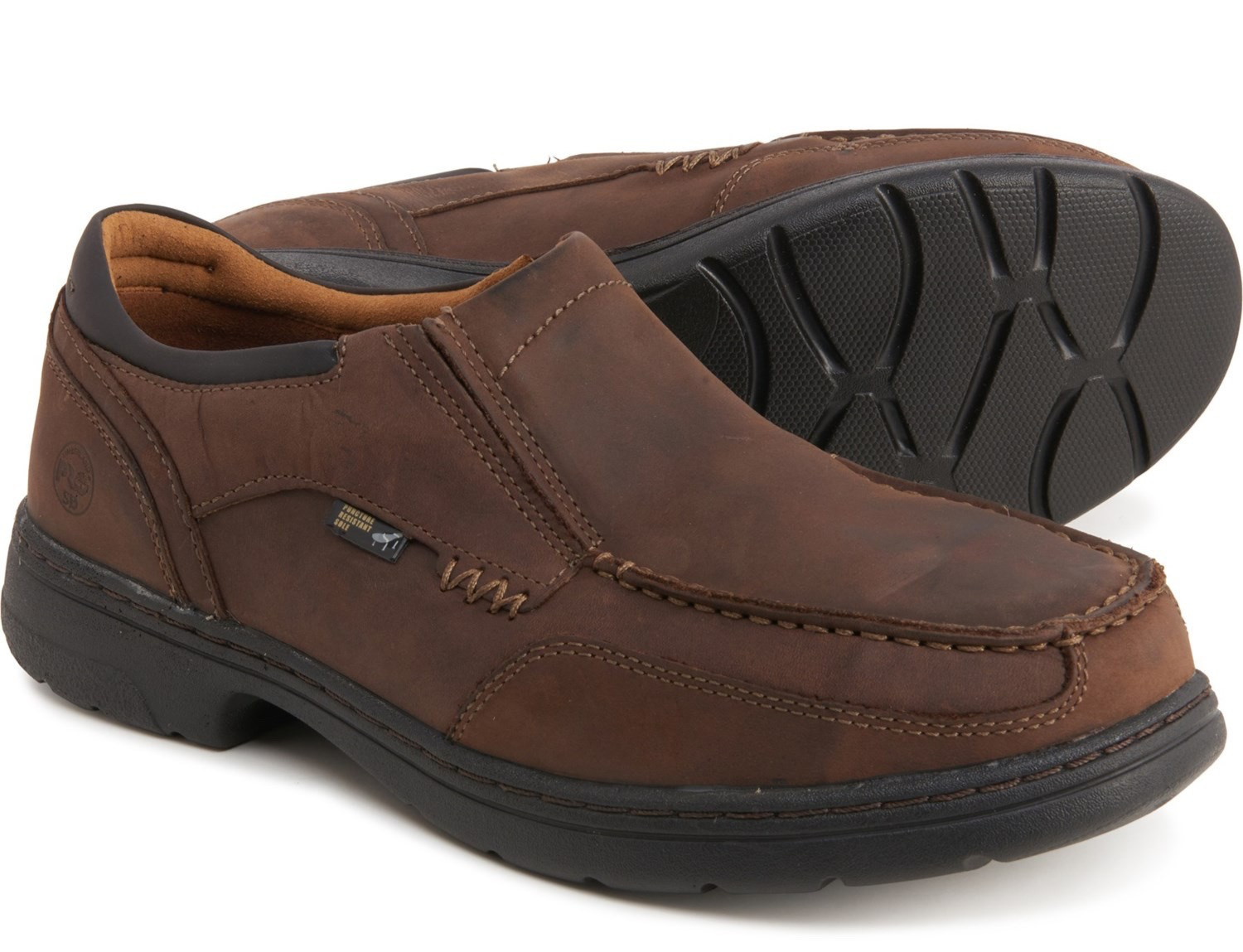 Timberland Pro Branston SlipOn Brown Leather Work Shoe Alloy Safety Toe 9W A11X1