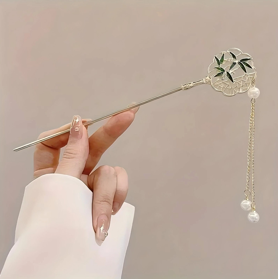 1pc Elegant Chinese Style Hairpin – Tassel Floral Hair Stick for Women – NEW