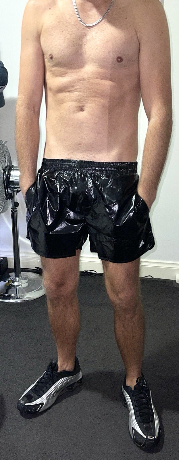 BNWT BOOHOO MAN WET LOOK SHINY SILKY NYLON SWIM SHORTS – 4 SIZES & COLOURS