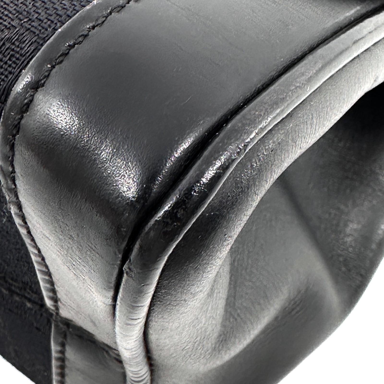 Vintege GUCCI Shoulder Bag GG Horse Bit Black Leather Canvas Auth From Japan