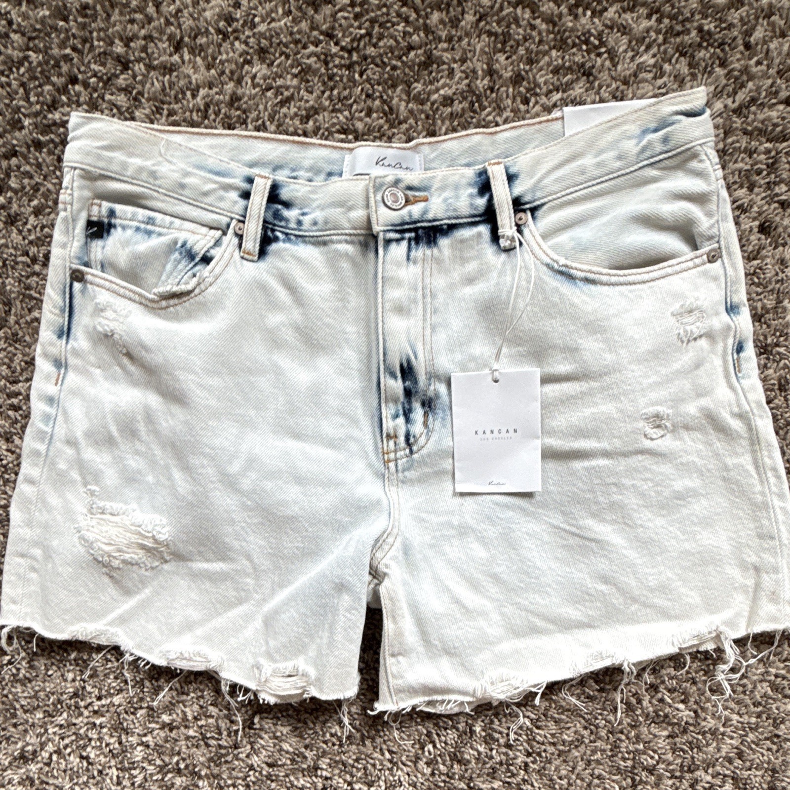 KanCan Light Wash Distressed High Rise Denim Cutoff Shorts 15/31 5-Pocket