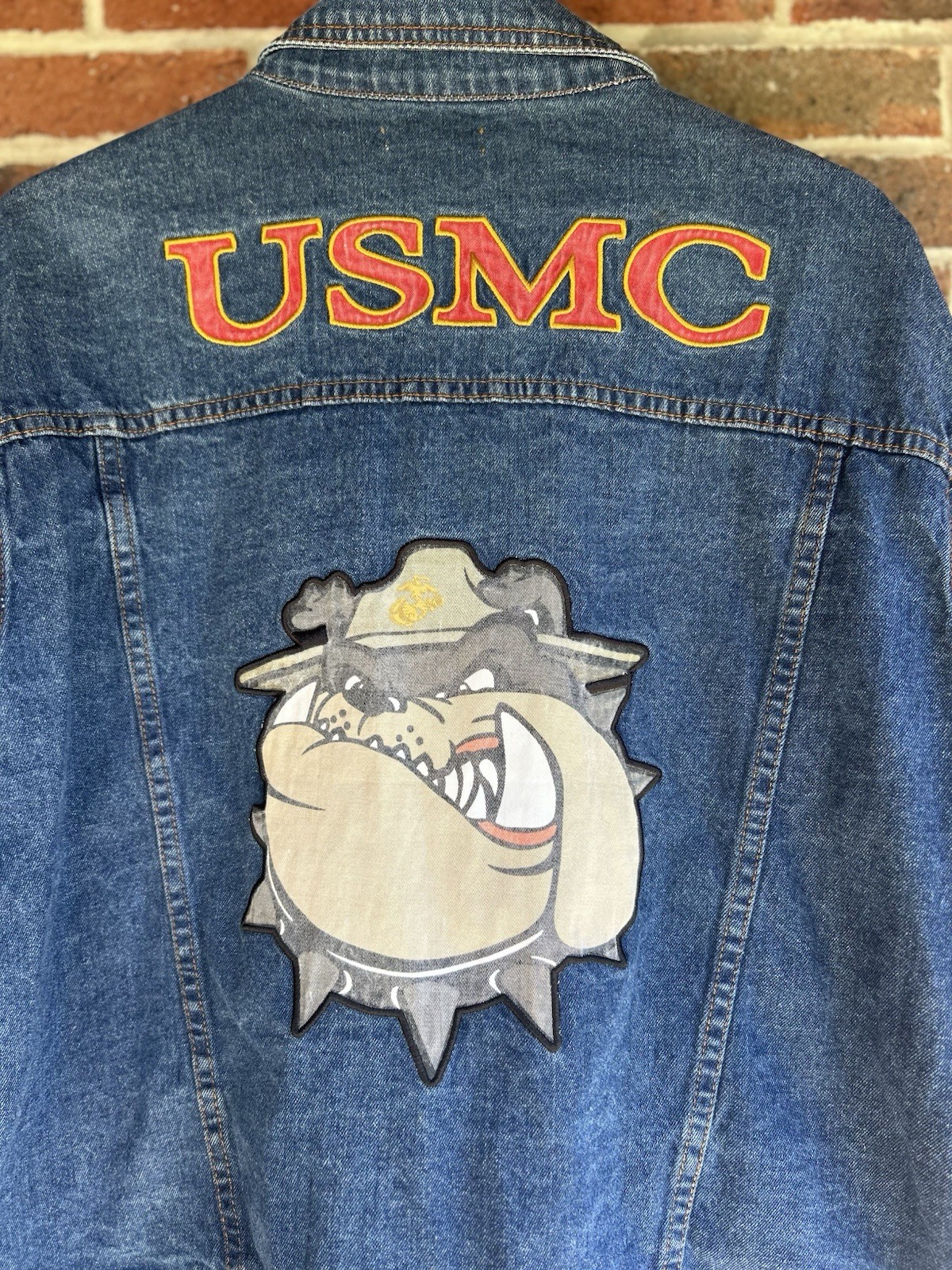 Early 90s true vintage hand made marines denim jacket with marine patches!!!