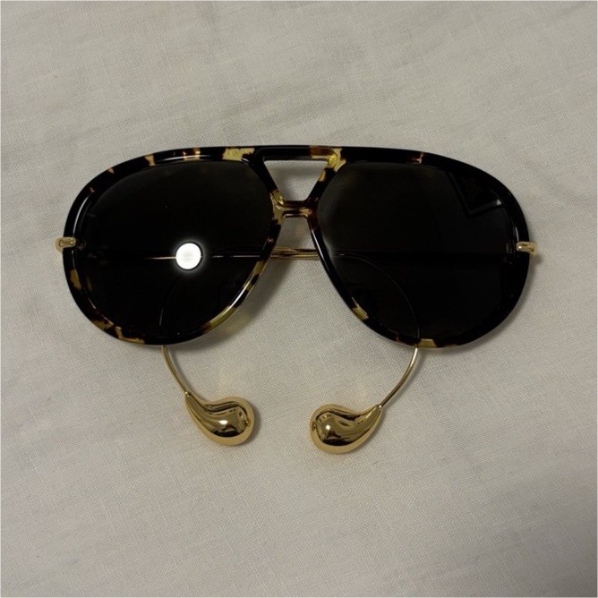Bottega Veneta BV1273S Aviator Sunglasses Tortoise Frame Black Lenses UV400