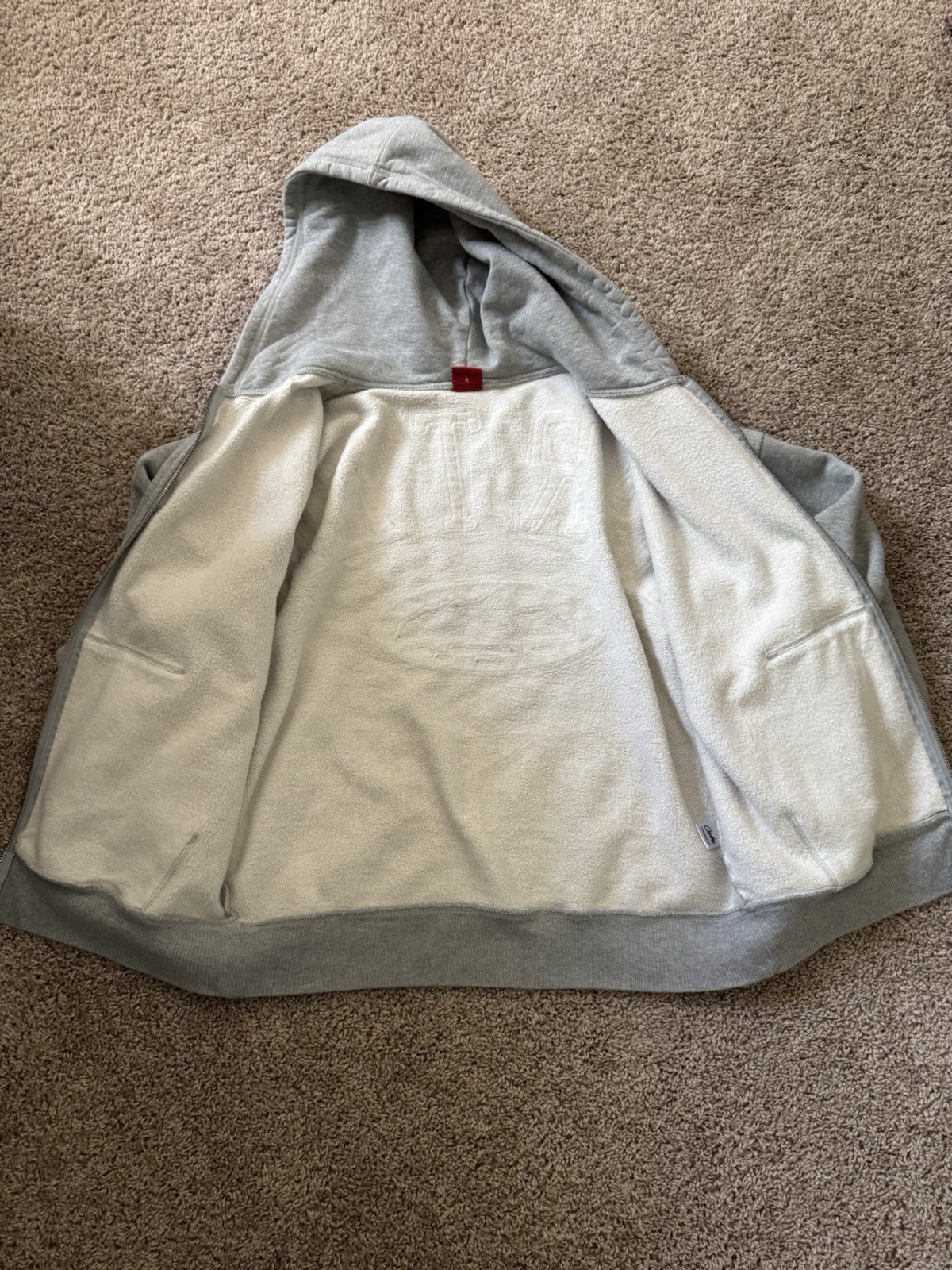 Corteiz Lundun Stitch Zip Hoodie Heather Grey Size L FW25