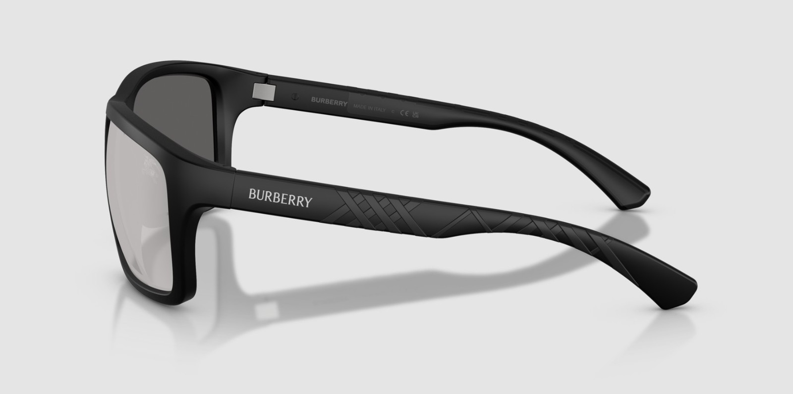 BURBERRY BE4483 34646G Matte Black Grigio Specchio Argento 60mm Men’s Sunglasses