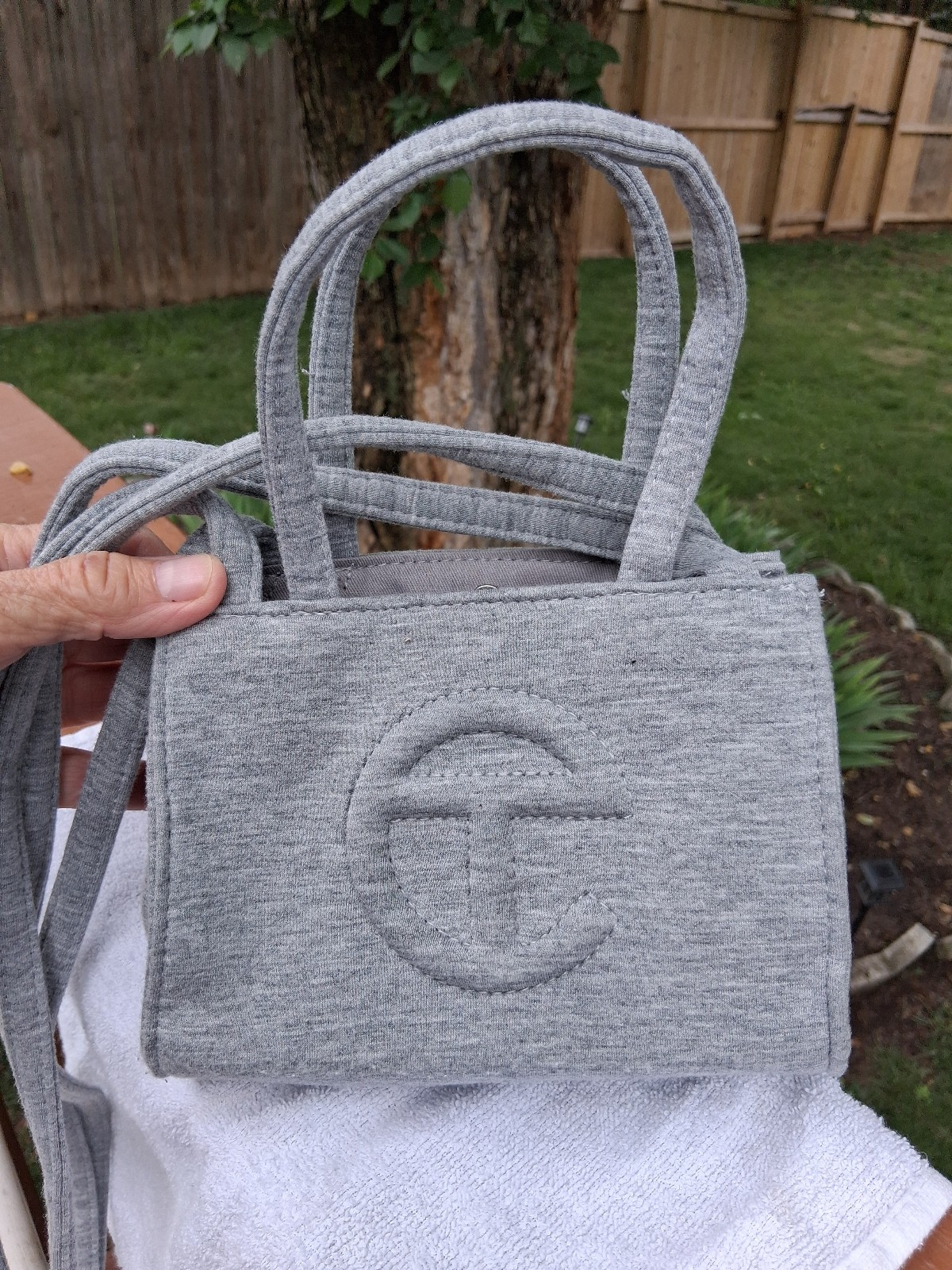 UGG AUSTRALIA X TELFAR GRAY FLEECE SMALL CROSSBODY TOTE HANDBAG HRGY