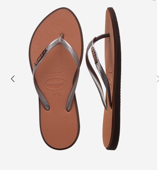 Havaianas Slim Point Flip Flops in Dark Brown. Size 37-38. MSRP $46