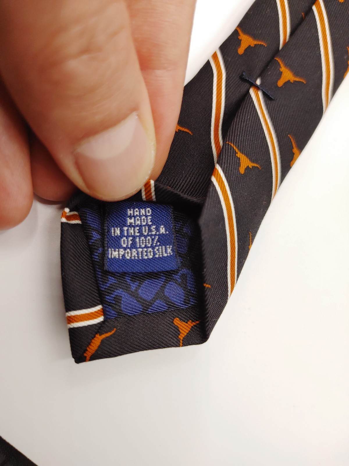 University Texas Longhorns Vineyard Vines Necktie Black Tan Brown Orange Silk