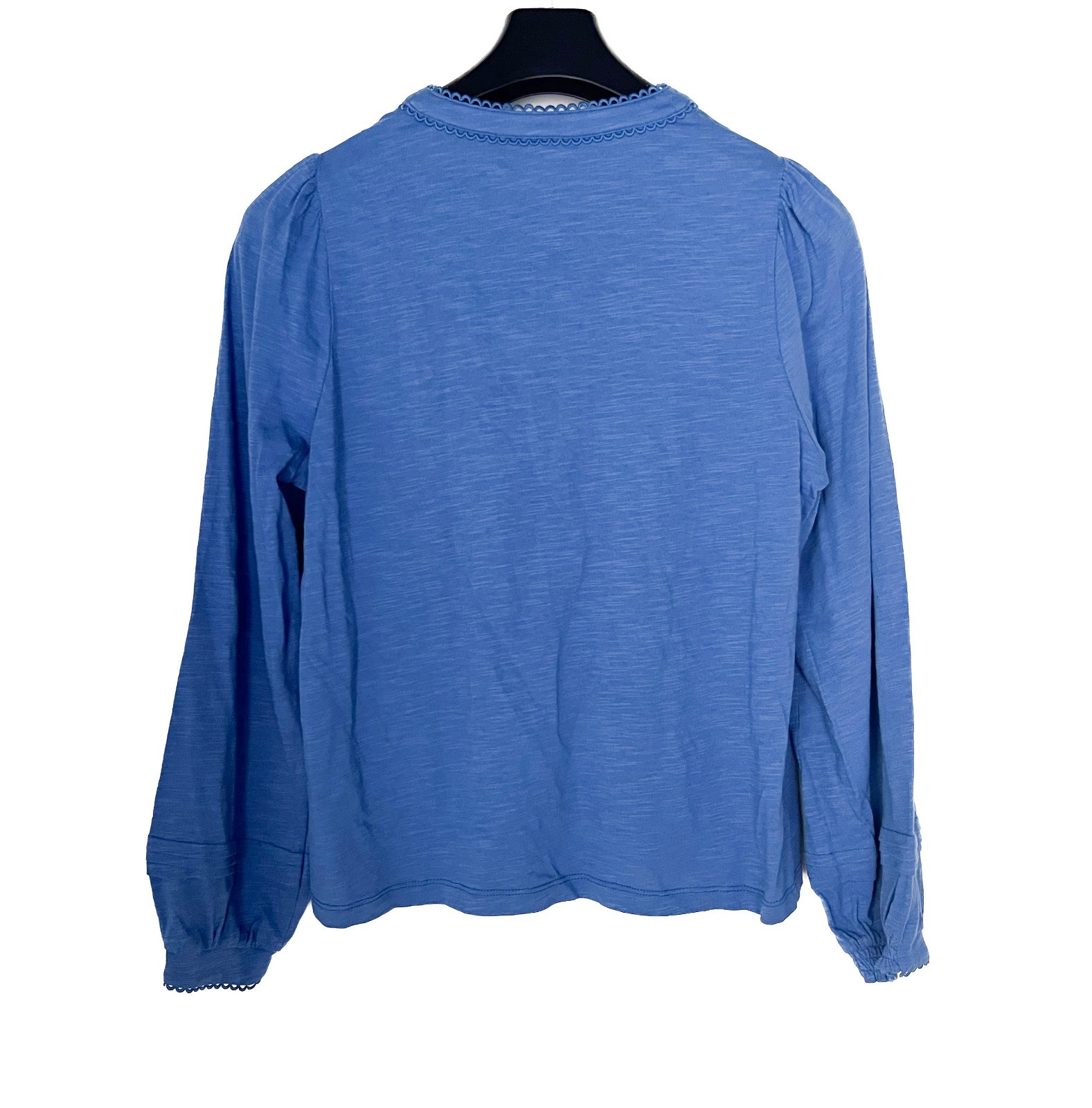 NWT Boden Top Blouse Size 10 Blue Henrietta Pintuck Henley Cottagecore Cotton
