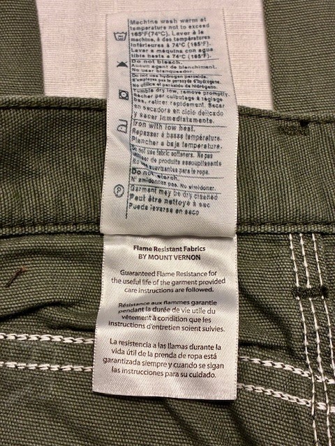 Carhartt FRB 159MOS CAT2 Loose Fit Olive Moss Green Canvas Work Pants Jean 33×34