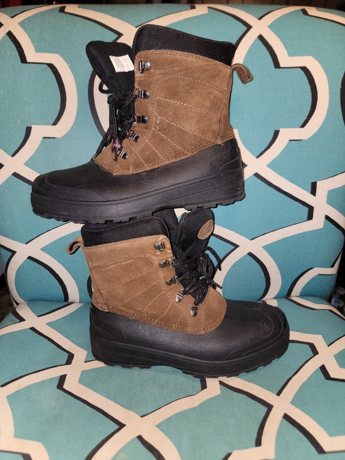 Ozark Trail Mens Work Boot Lace Up Size 8 Brown Leather And Man Made Upper