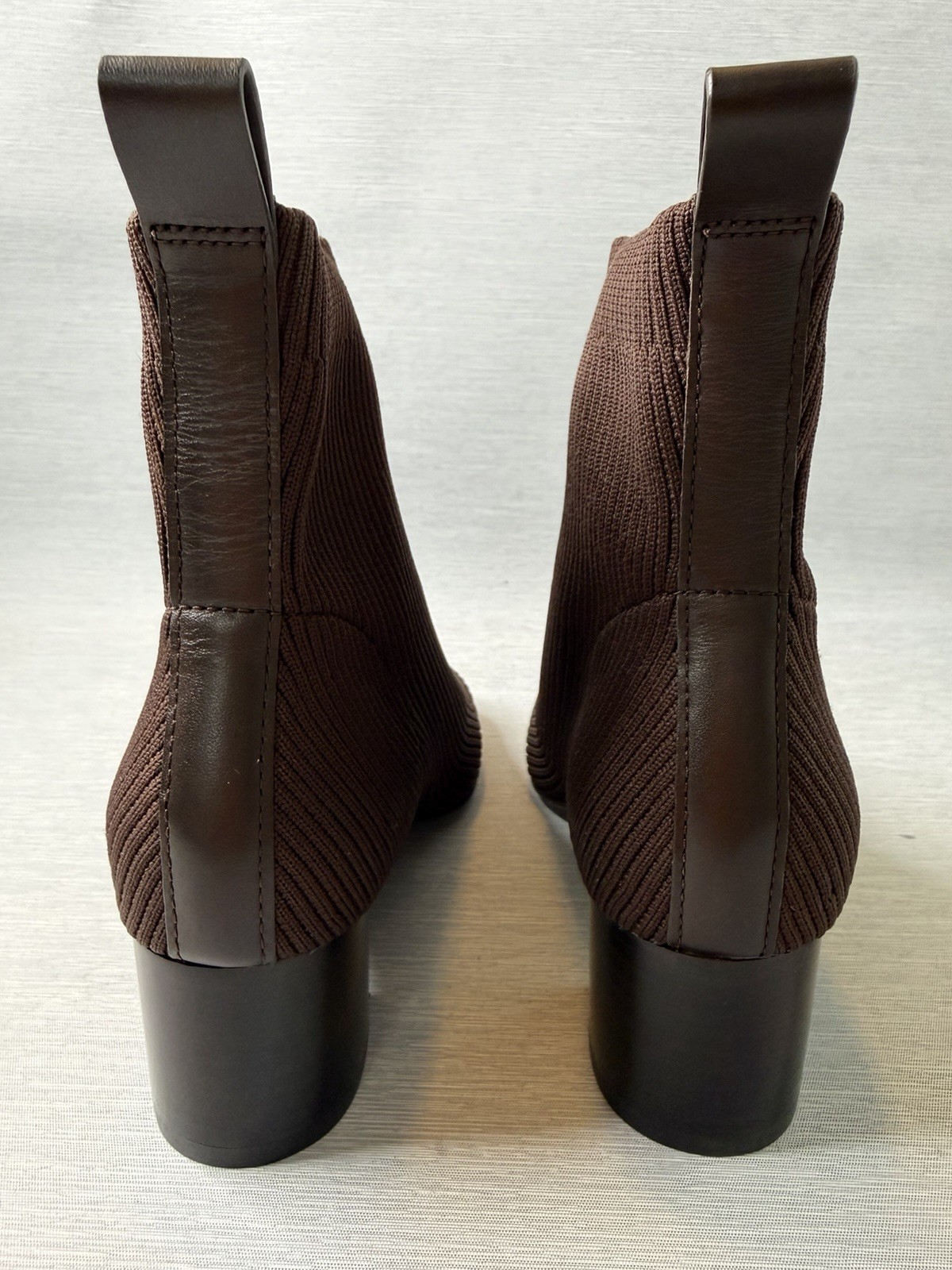 Everlane The Glove Boot Rib Knit Ankle Sock Boots Size 6 Brown ReKnit Block Heel