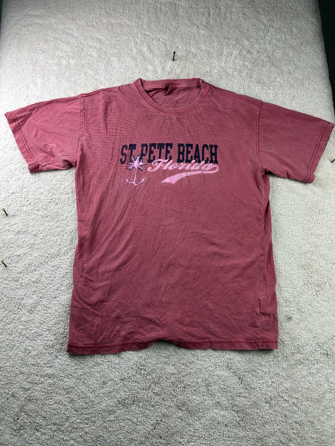 U.S. Apparel Men’s T-Shirt Red Large 100% Cotton St Pete Beach Florida