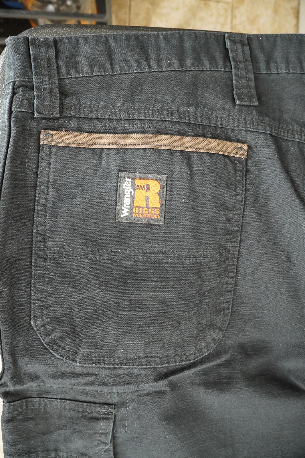 Wrangler Riggs ranger workwear carpenter jeans ripstop black hammer loop 54×30