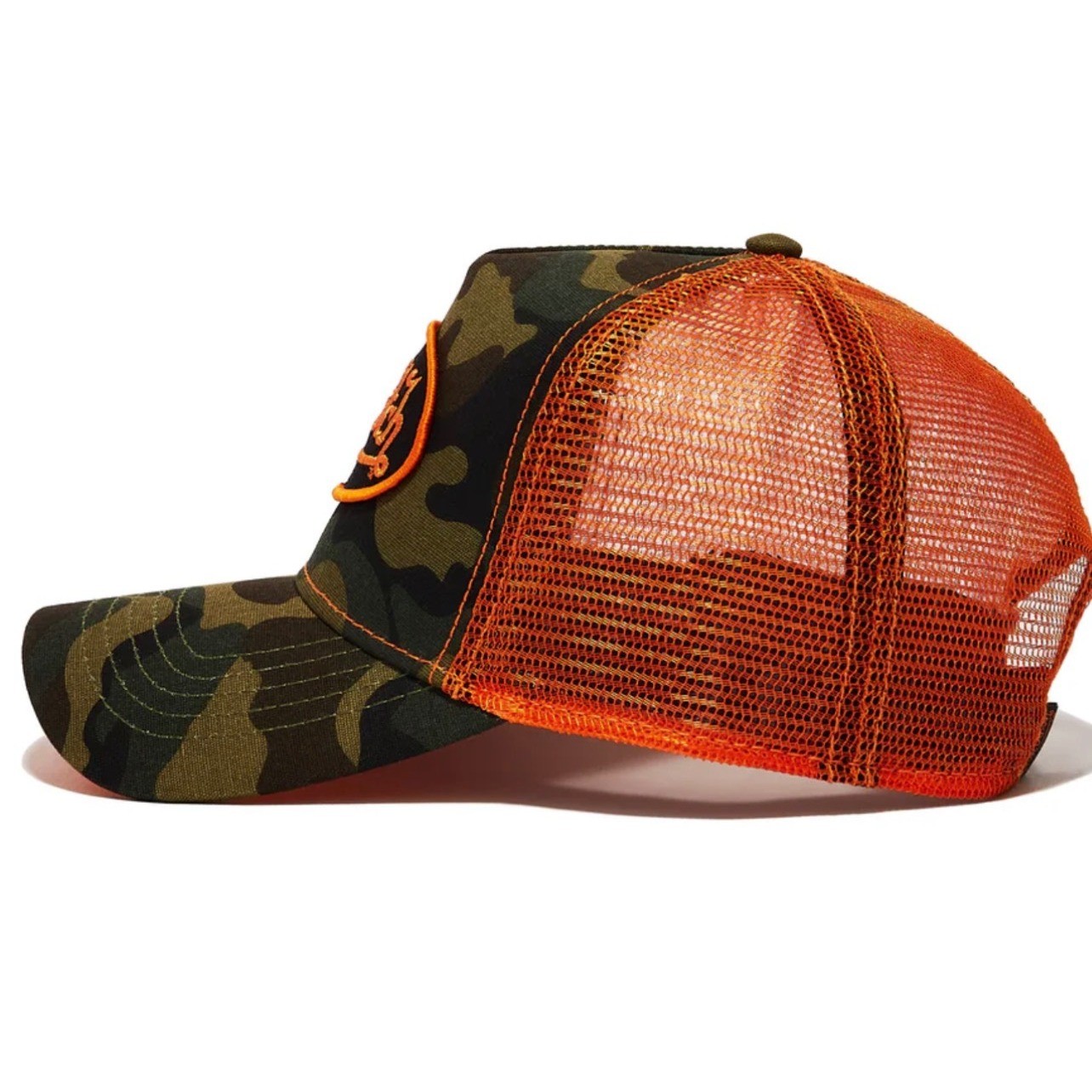 NWT Von Dutch Hat Green Camo orange Embroidered Trucker Mesh Snapback Cap