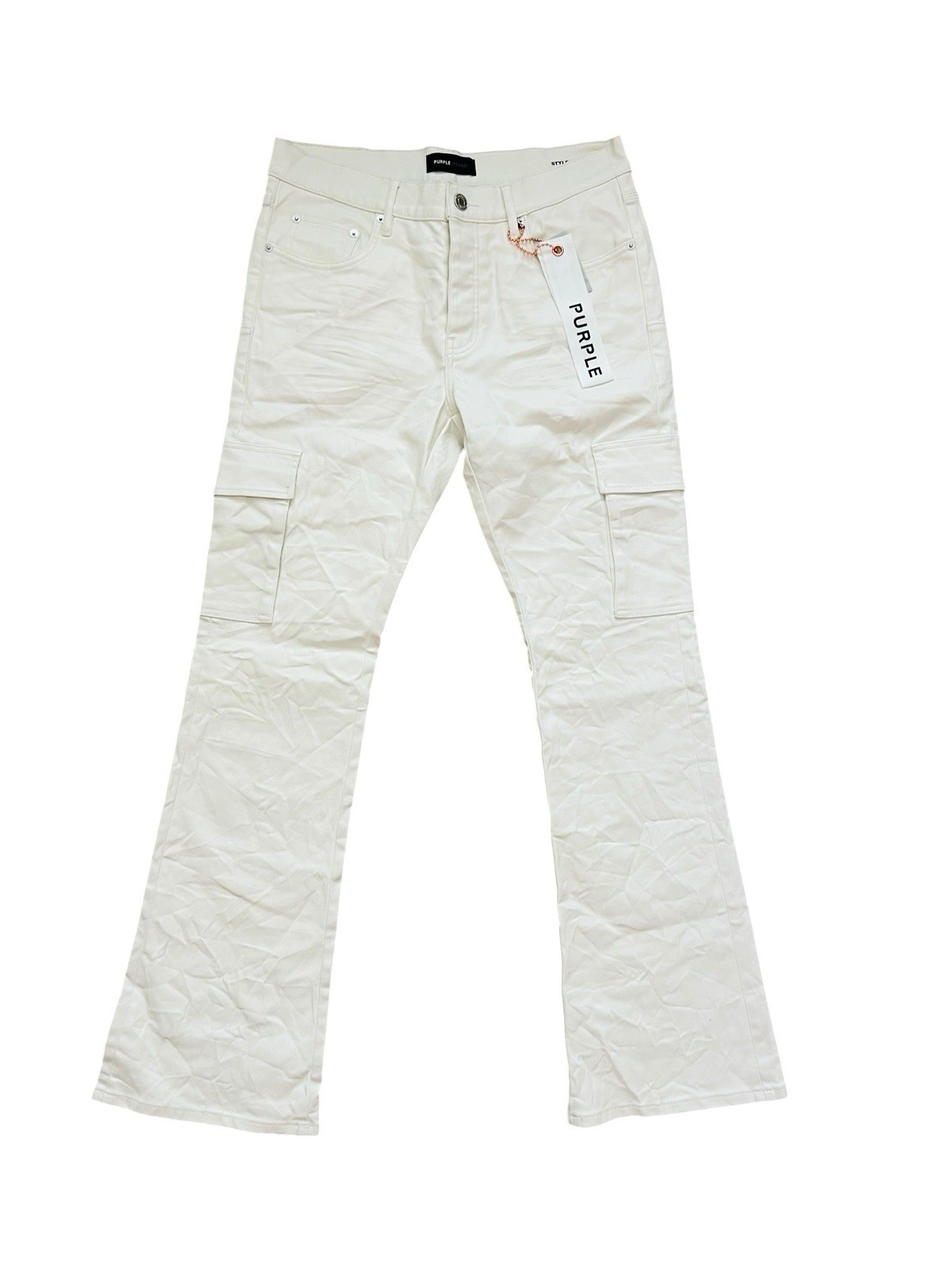 Purple Brand P004 White Patent Film Jeans Mens Cargo Bootcut Size 30×32 (30/32)