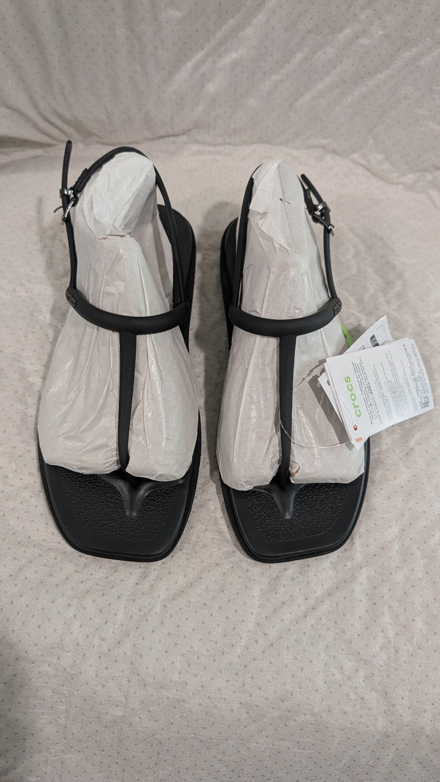 Crocs Miami 209793-001 Sandals Womens 6 Black Square Toe Thong Flip Flop