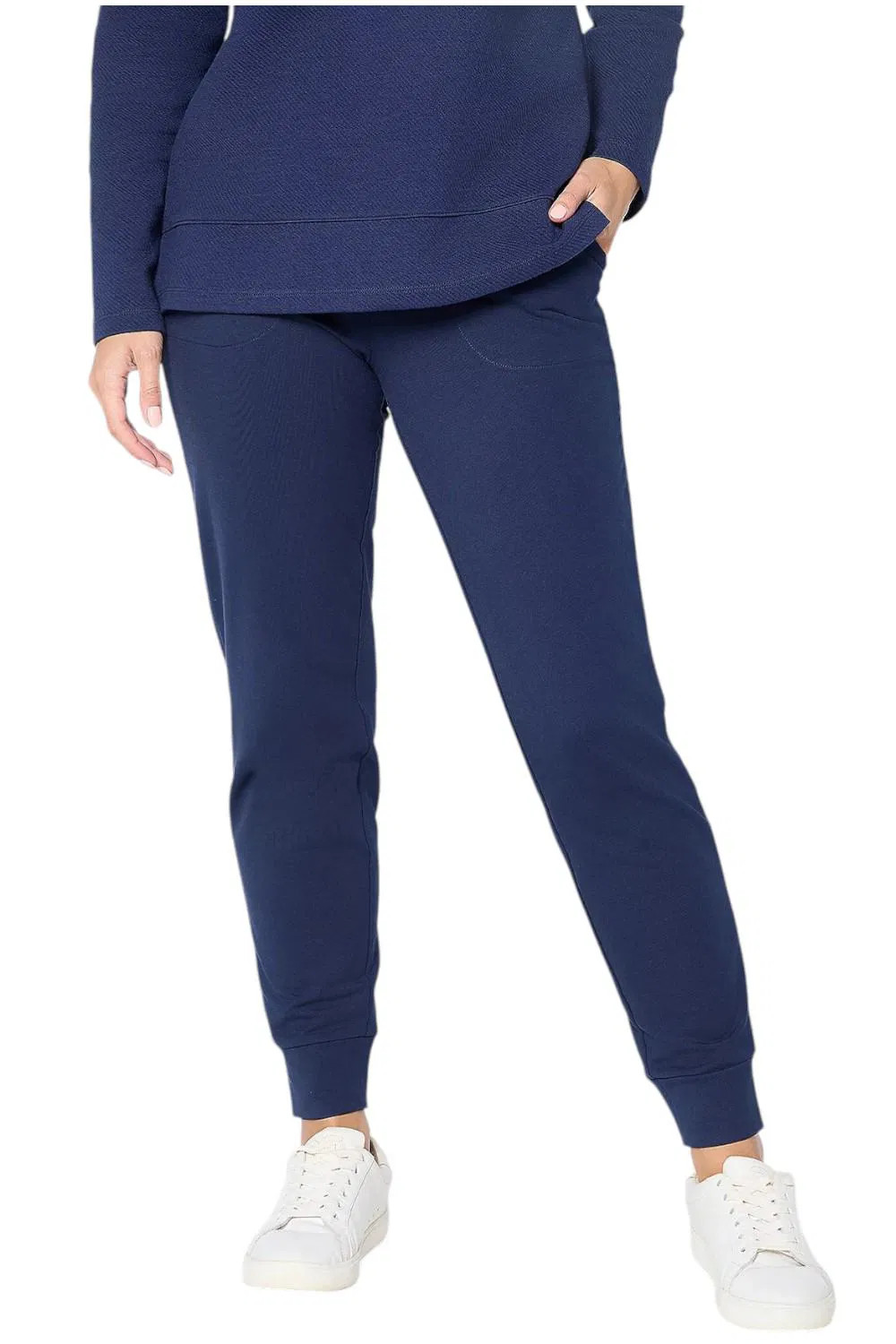 Denim & Co. EasyWear French Terry Ankle Jogger Navy