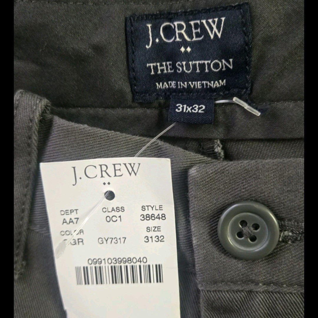 J. Crew The Sutton Chino Pants 32×31 Olive Green Straight Fit Cotton Trouser NWT