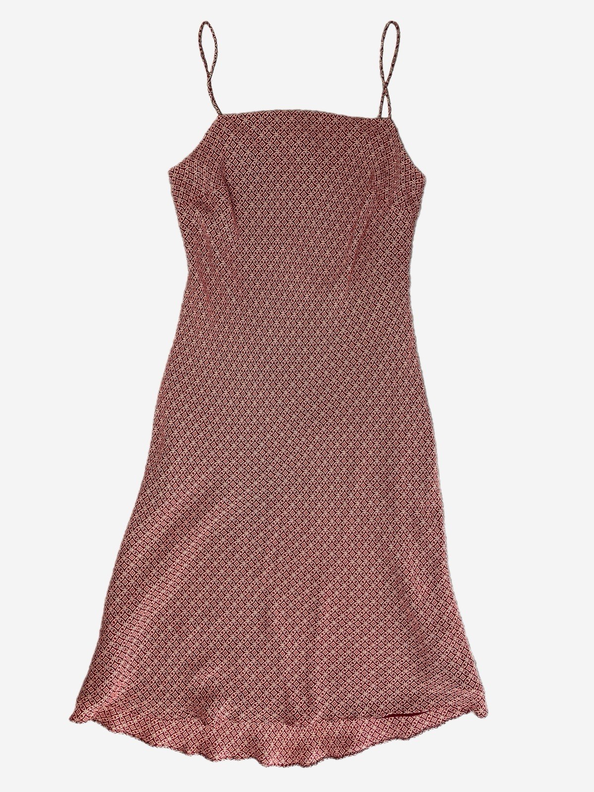 Vintage 90s Ann Taylor Burgundy silk floral geometric slip dress classic clean S