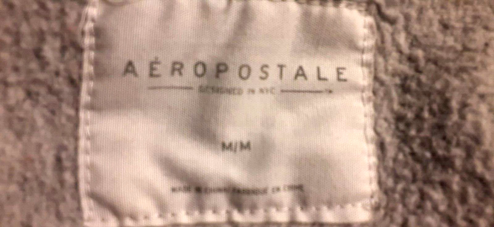 Aeropostale Gray Drawstring Hoodie With Kangaroo Pocket and Full Zipper Size M