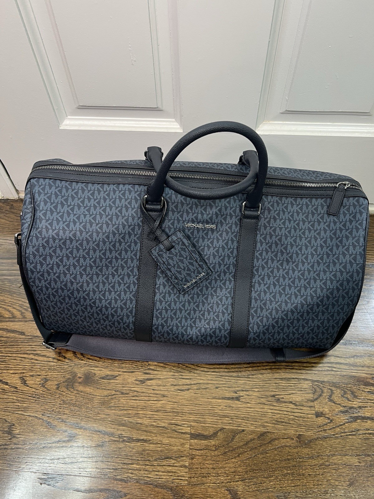 Michael Kors Mens Harrison Logo Admiral Blue Weekender Travel Duffle Bag