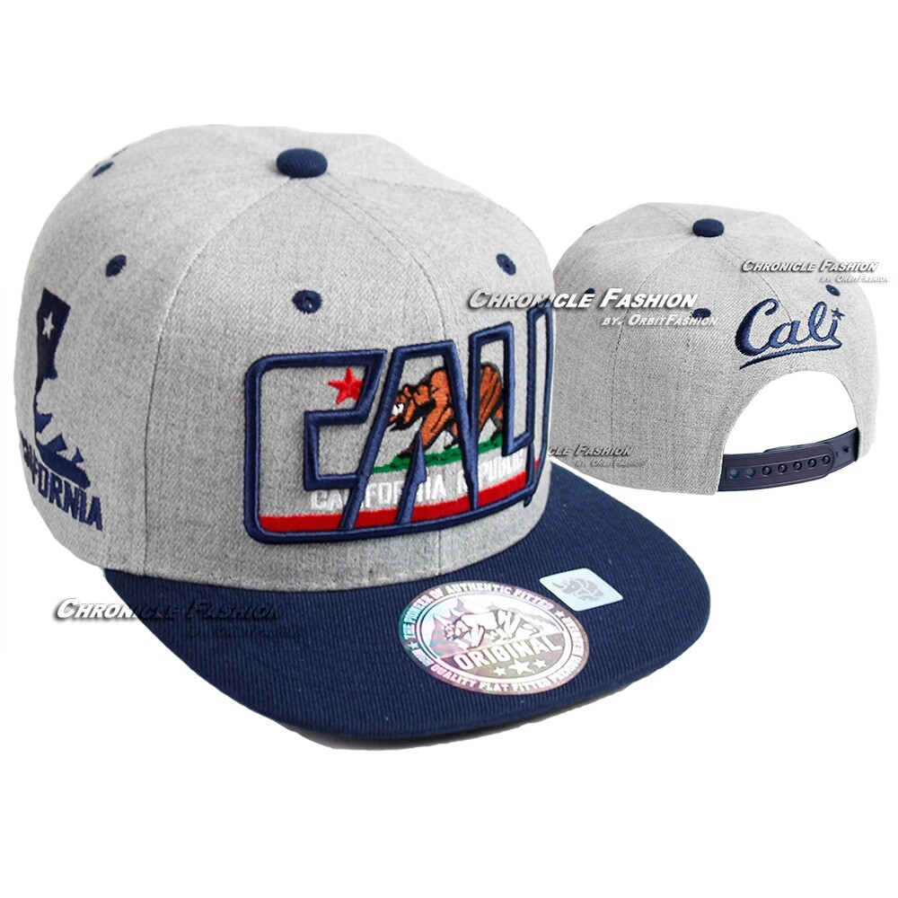 Baseball Cap California Republic Cali Bear Snapback Adjustable Hat Flat Bill Men