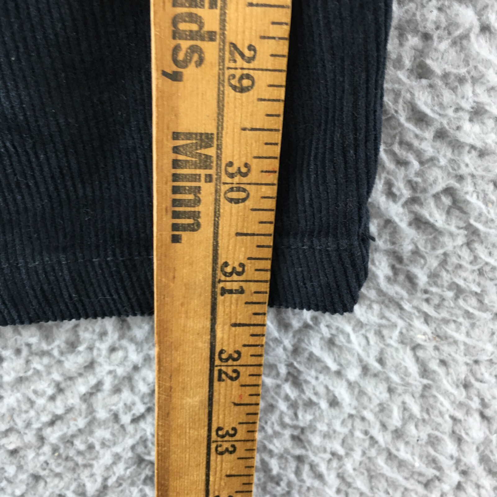 Man BoohooMan Corduroy Carpenter Pants Mens 36 Black Slash Pockets Mid Rise