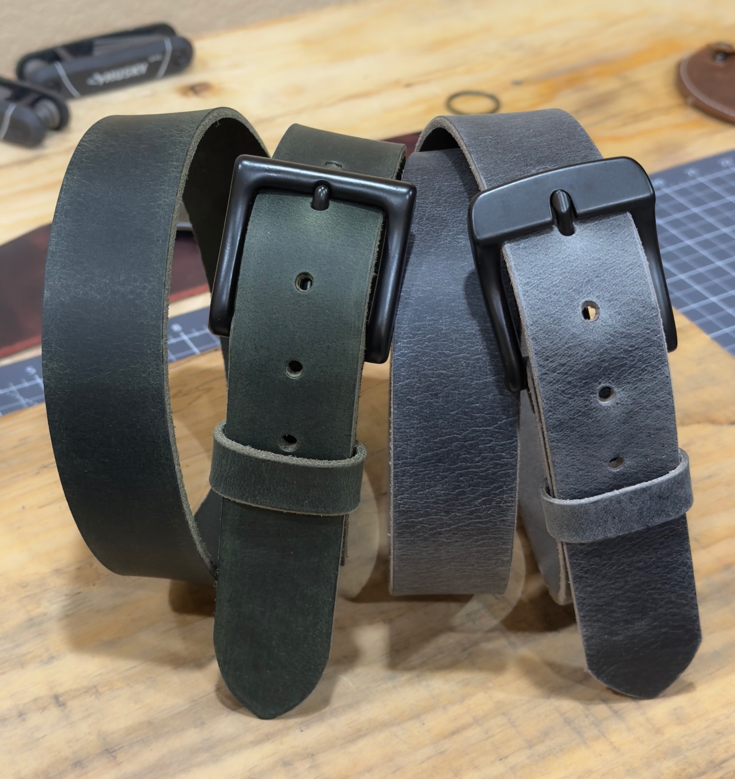 Full Grain Buffalo Leather Belt Men’s 1.5″ Wide Handmade USA Casual Rugged Belts