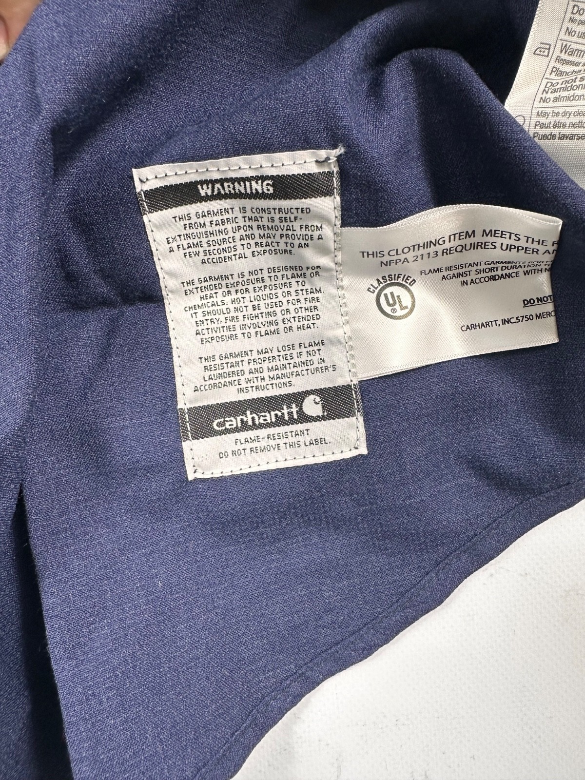 NWT Carhartt FR Force Flame Resistant Work Shirt XL Tall CAT 2 NFPA 2112 Navy