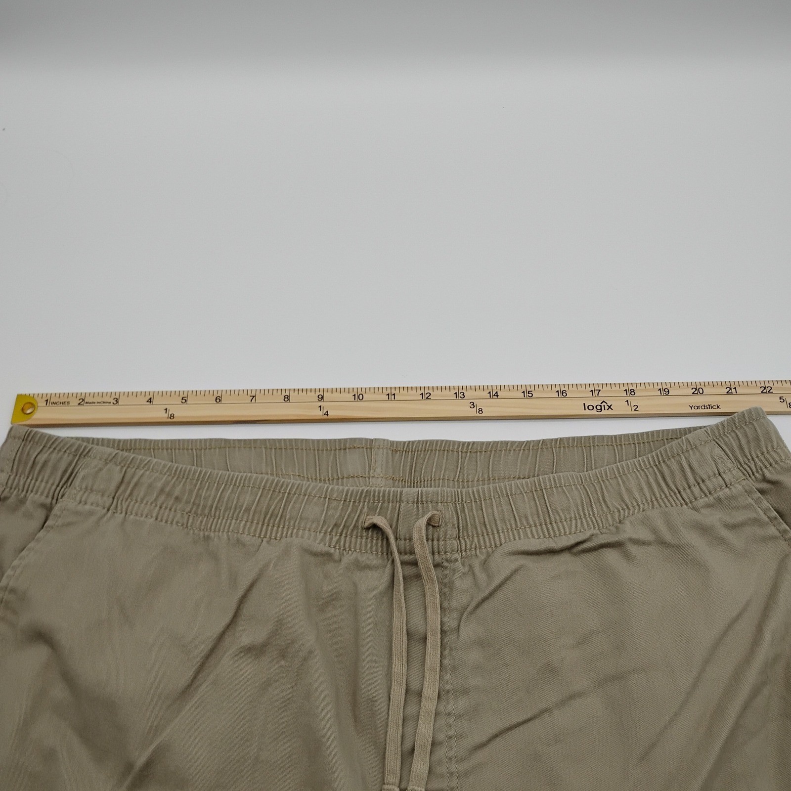 George Mens Cargo Shorts Khaki Tan Elastic Waist Drawstring 2XL 44-46