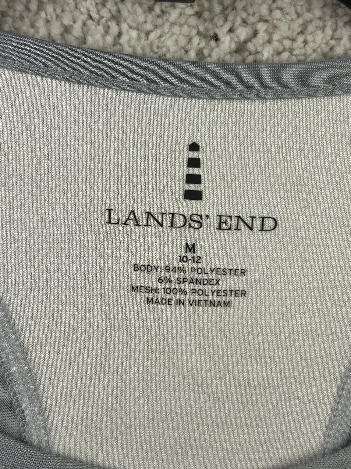 Lands’ End Women’s Top Medium Gray White Polyester Spandex