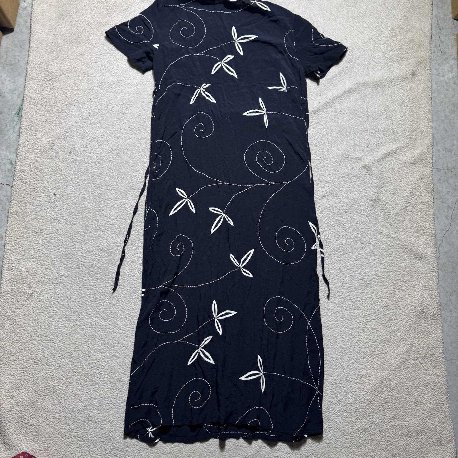 David Dart Dress Womens Medium Collection Faux Wrap Short Sleeve Floral Straight