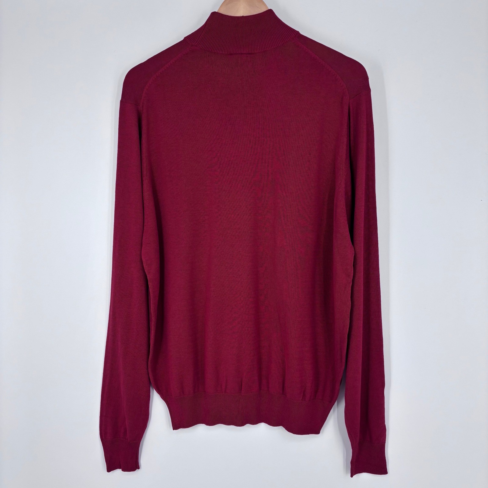 Jos A Bank Mock Neck Sweater Mens M Rust Red 100% Silk Signature Collection NEW