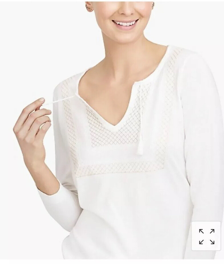 J.Crew Factory Ivory Embroidered V-Neck Sweater XXS NWT