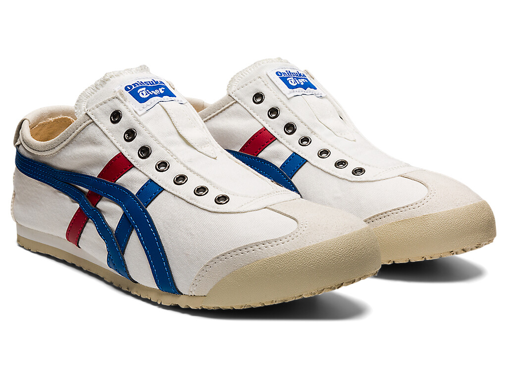 Onitsuka Tiger MEXICO 66 SLIP – ON Canvas WHITE BLACK CREAM BIRCH NAVY TRICOLOR.