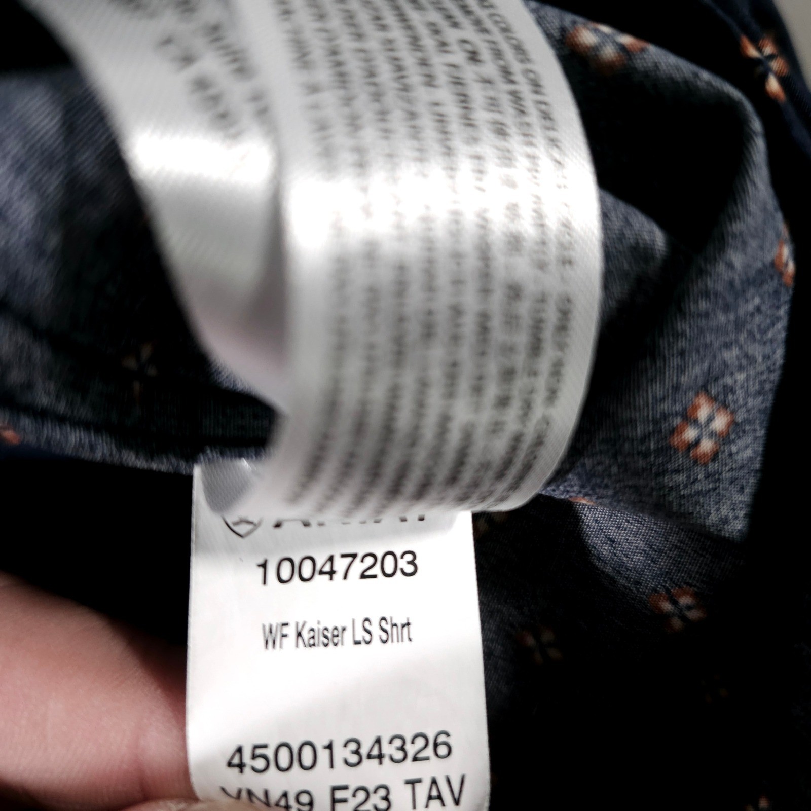 Ariat Kaiser Button Down Shirt Mens XXL Navy Geometric Print Wrinkle Free