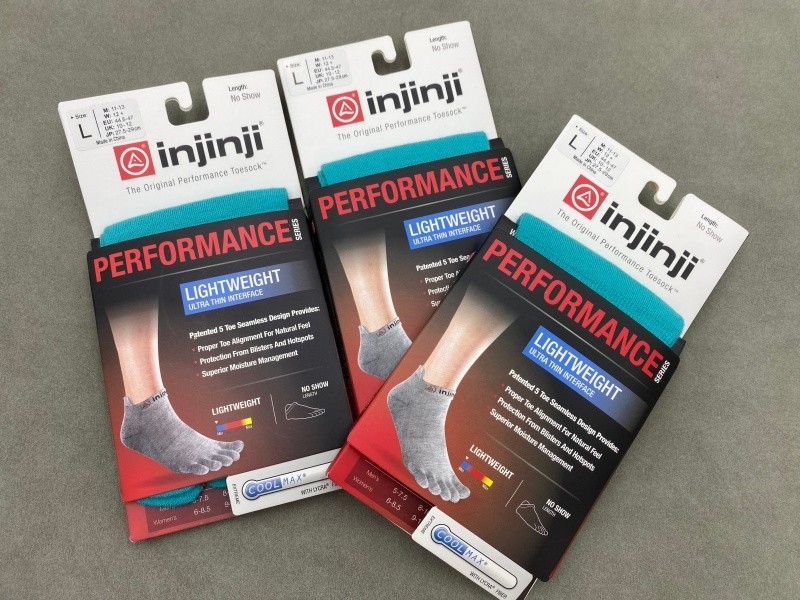 Men’s Size L 3 Pack Injinji LIGHTWEIGHT Performance NO Show Toe SOCKS
