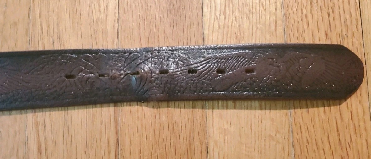 WRANGLER Brown Genuine Leather Western Belt Mens Size 40/100