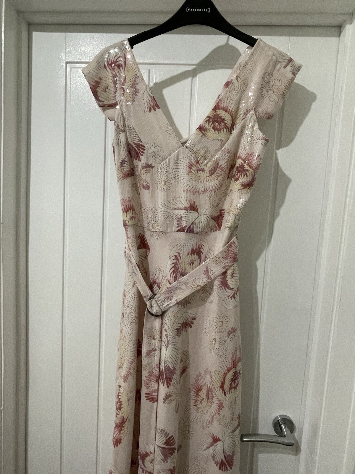 £350 Ted Baker Ninia Belted Floral Midaxi Dress Cream / Pink UK 8 10 Size 1