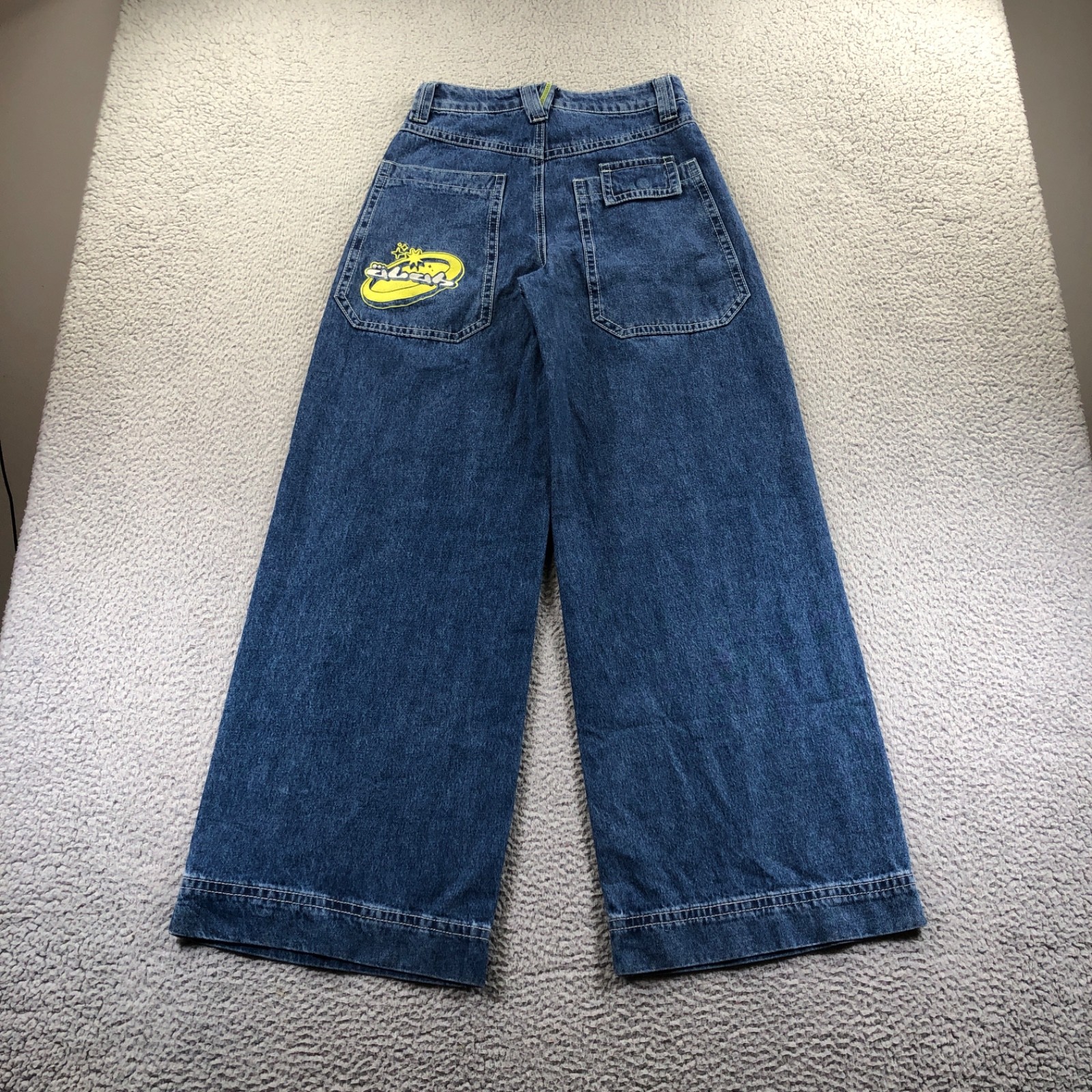 Alab Jeans Womens 4 28×32 Blue Baggy Wide Leg Embroidered Skater Y2K High Waist